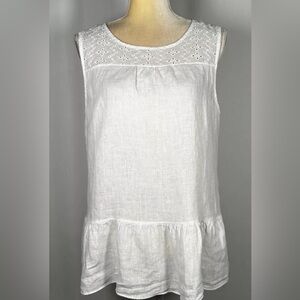 WOMENS FRANCESCA BETTINI LINEN SLEEVELESS PEPLUM BLOUSE SIZE SMALL